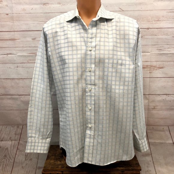 Burberry London White and Plaid Dress Shirt - Picture 1 of 5